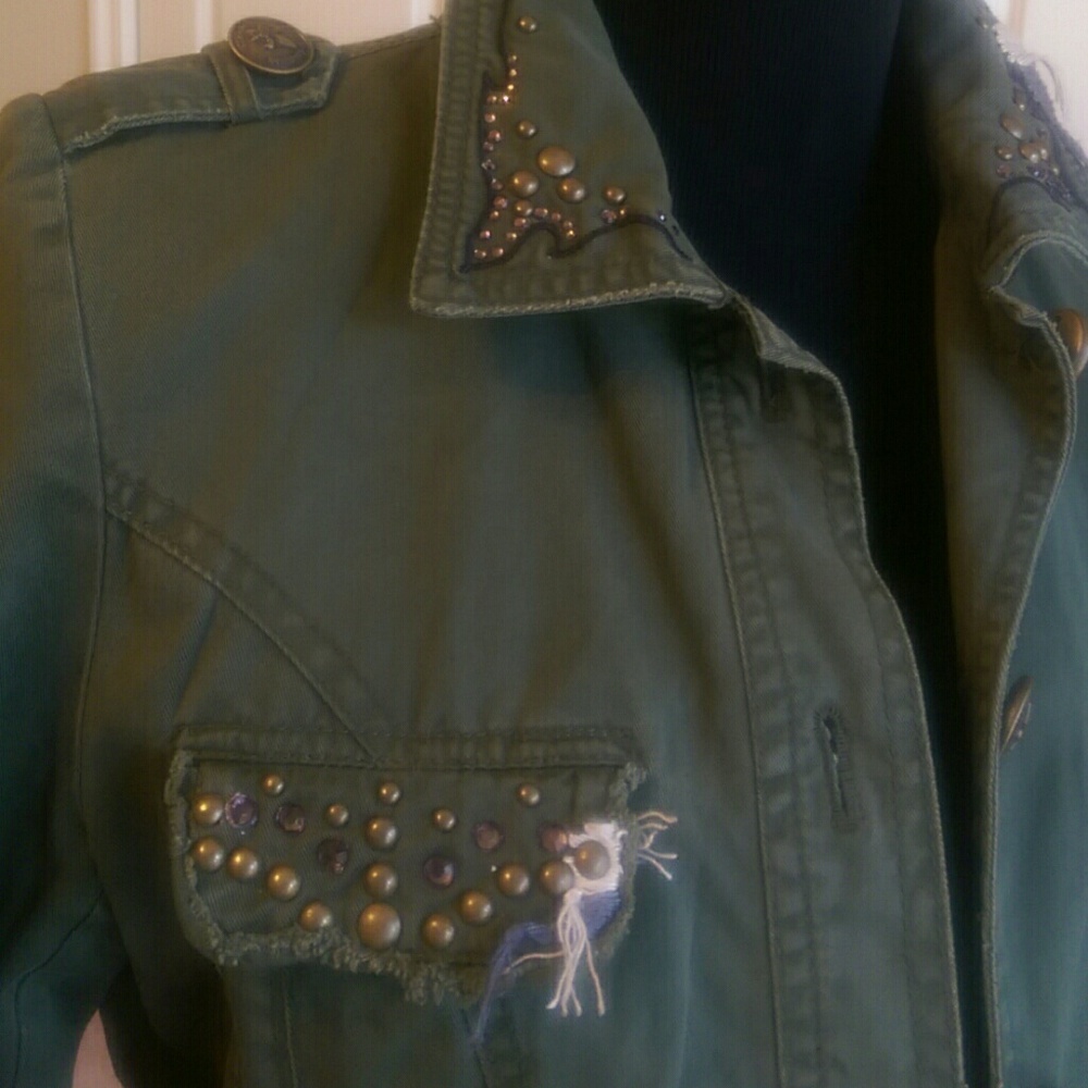 Miss Me Distressed Military Jacket - Picture 2 of 7